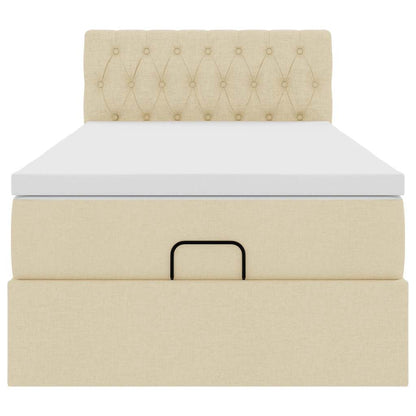 Ottoman bed met matras 90x190cm stof crèmekleurig