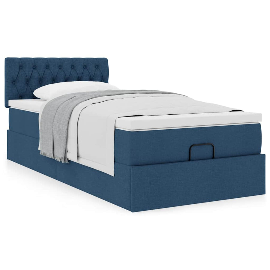 Ottoman bed met matras 90x190cm stof blauw