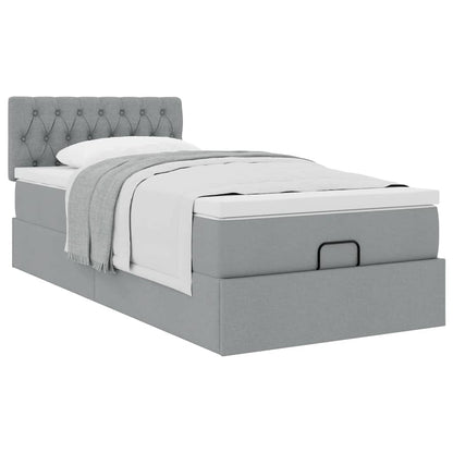 Ottoman bed met matras 90x200cm stof lichtgrijs