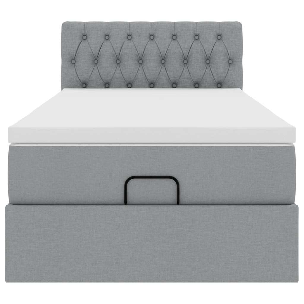 Ottoman bed met matras 90x200cm stof lichtgrijs