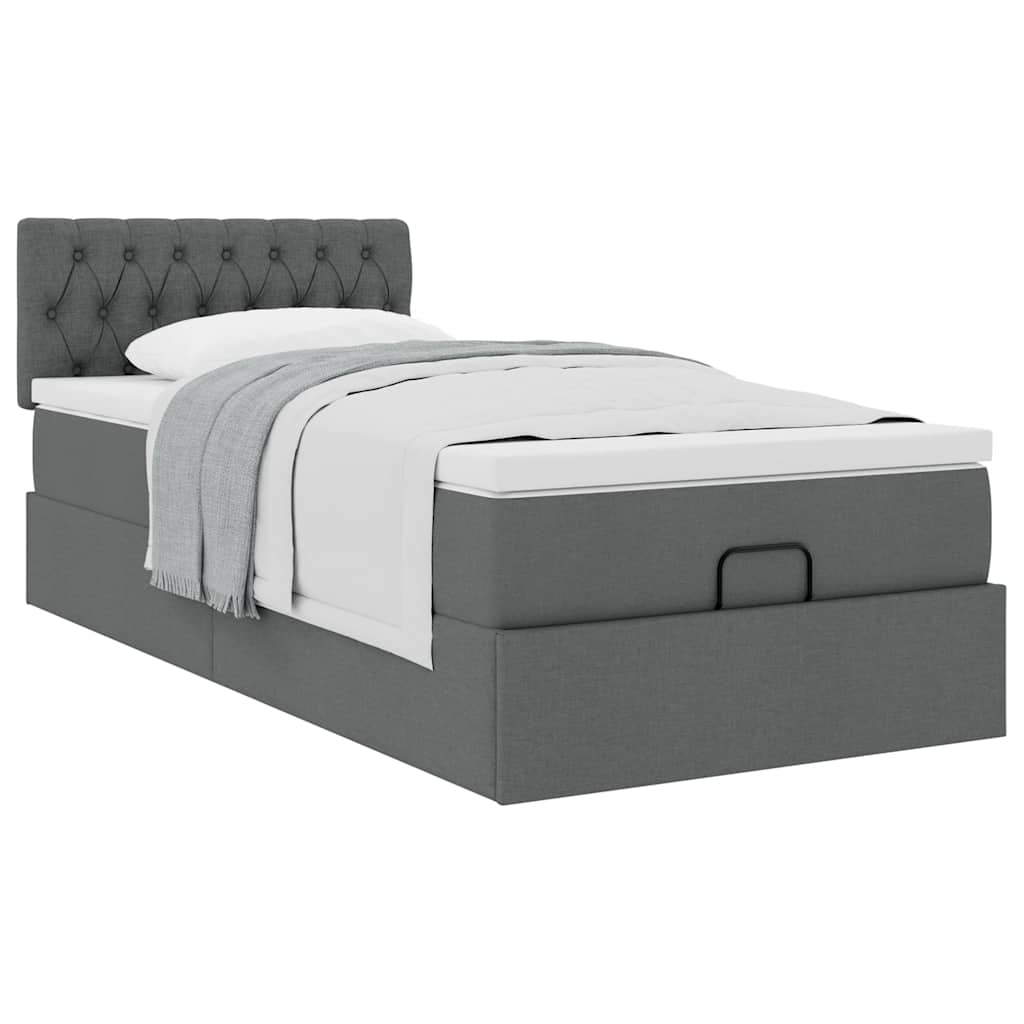 Ottoman bed met matras 90x200cm stof donkergrijs
