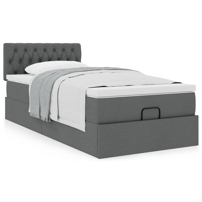 Ottoman bed met matras 90x200cm stof donkergrijs