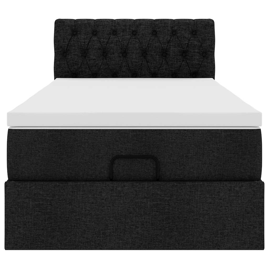Ottoman bed met matras 90x200cm stof zwart