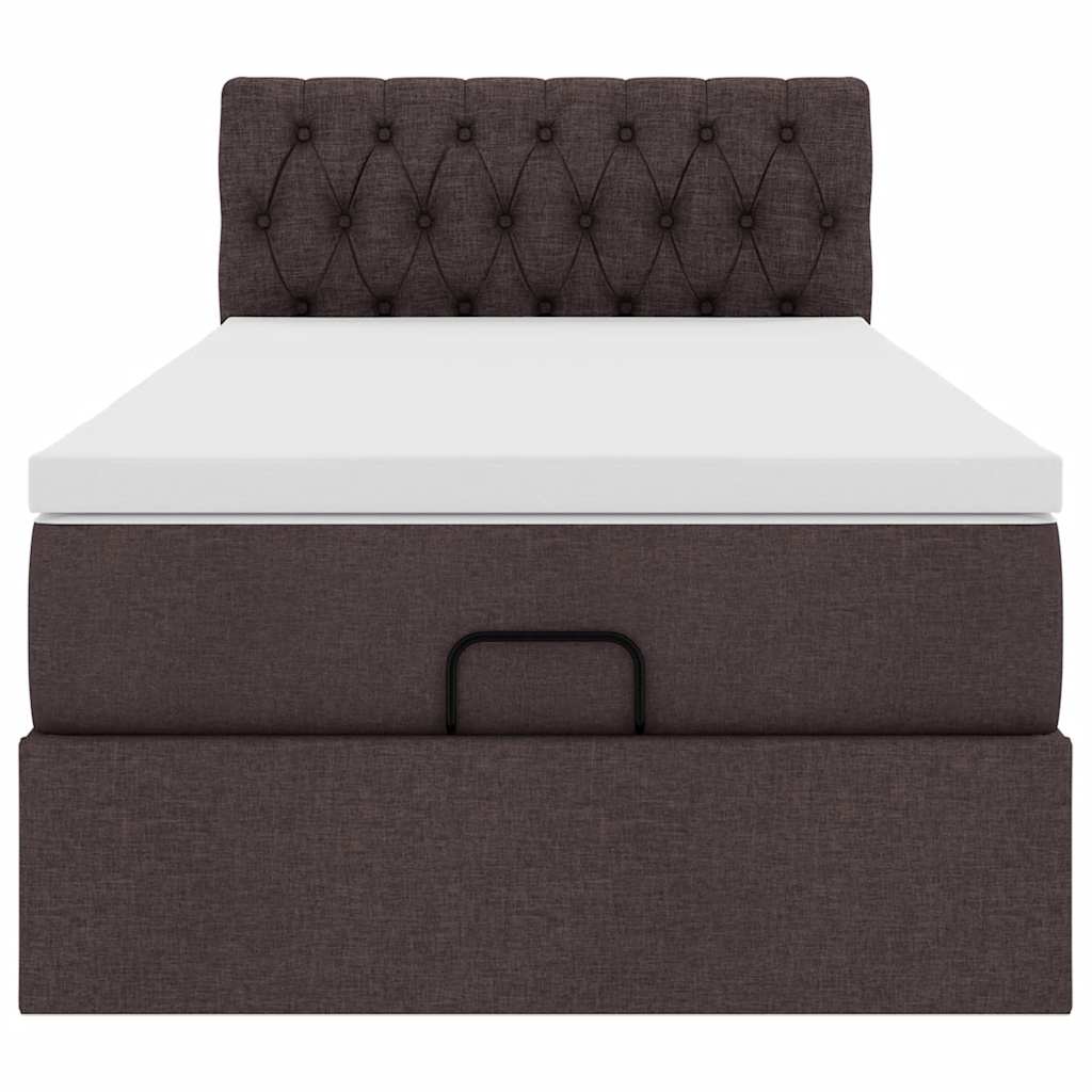 Ottoman bed met matras 90x200cm stof donkerbruin