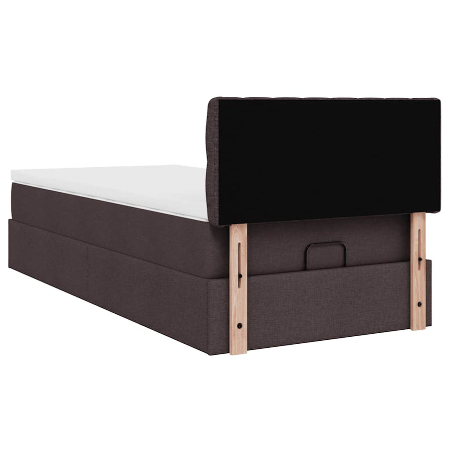 Ottoman bed met matras 90x200cm stof donkerbruin