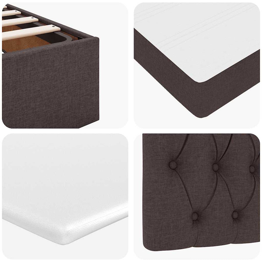 Ottoman bed met matras 90x200cm stof donkerbruin