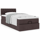 Bed with mattress 90x200 cm dark brown fabric