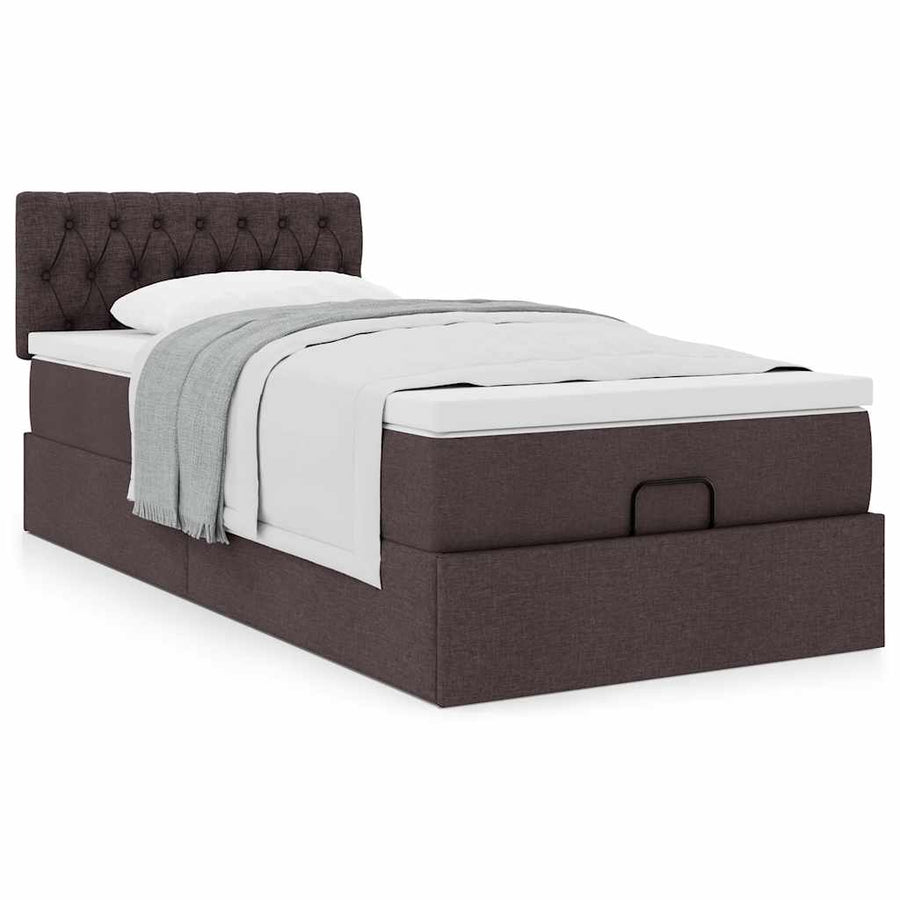 Ottoman bed met matras 90x200cm stof donkerbruin