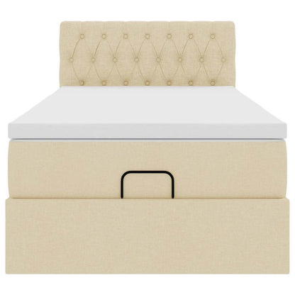 Ottoman bed met matras 90x200cm stof crèmekleurig