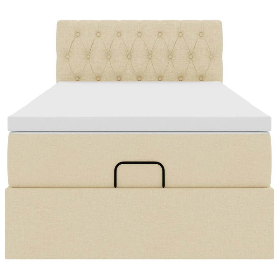 Ottoman bed met matras 90x200cm stof crèmekleurig