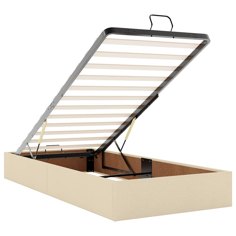 Ottoman bed met matras 90x200cm stof crèmekleurig