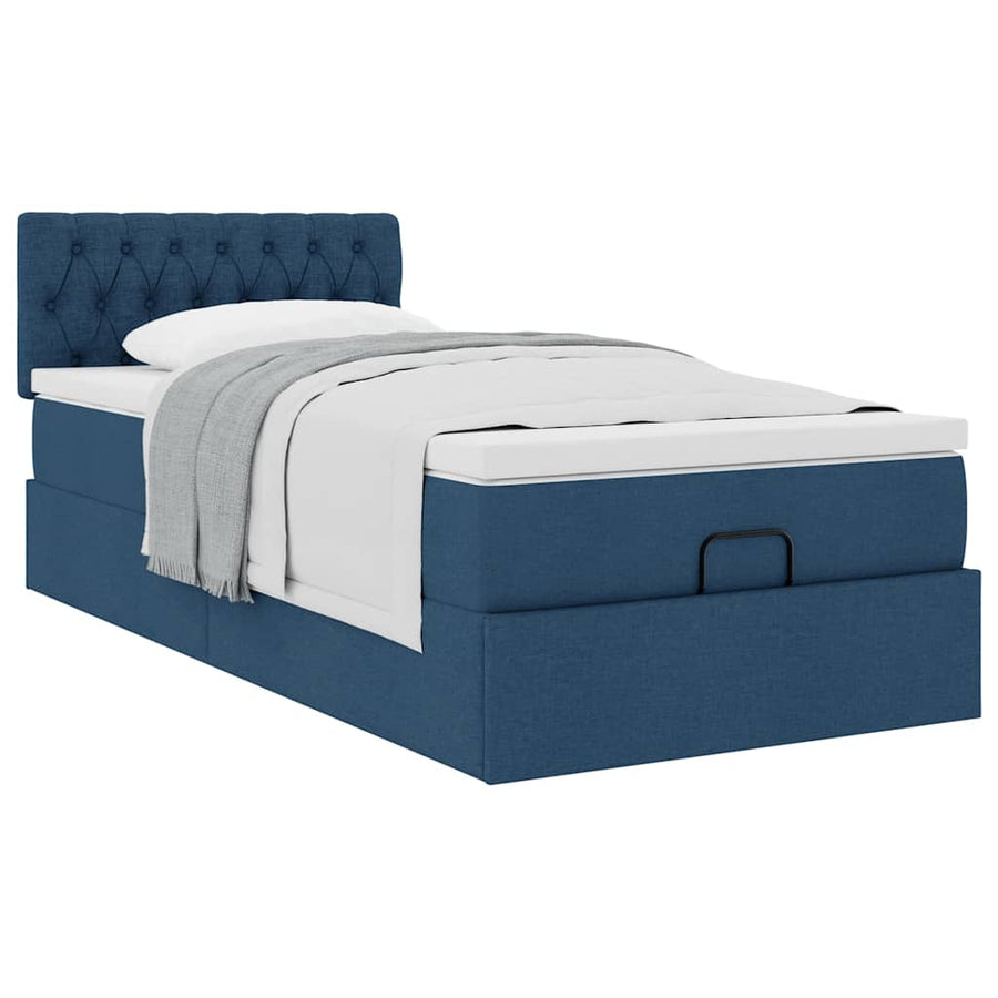 Ottoman bed met matras 90x200cm stof blauw