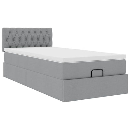 Ottoman bed met matras 100x200cm stof lichtgrijs
