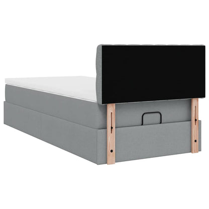 Ottoman bed met matras 100x200cm stof lichtgrijs
