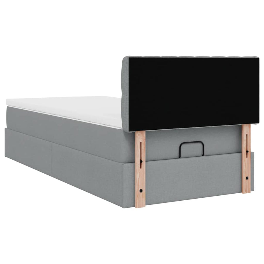 Ottoman bed met matras 100x200cm stof lichtgrijs
