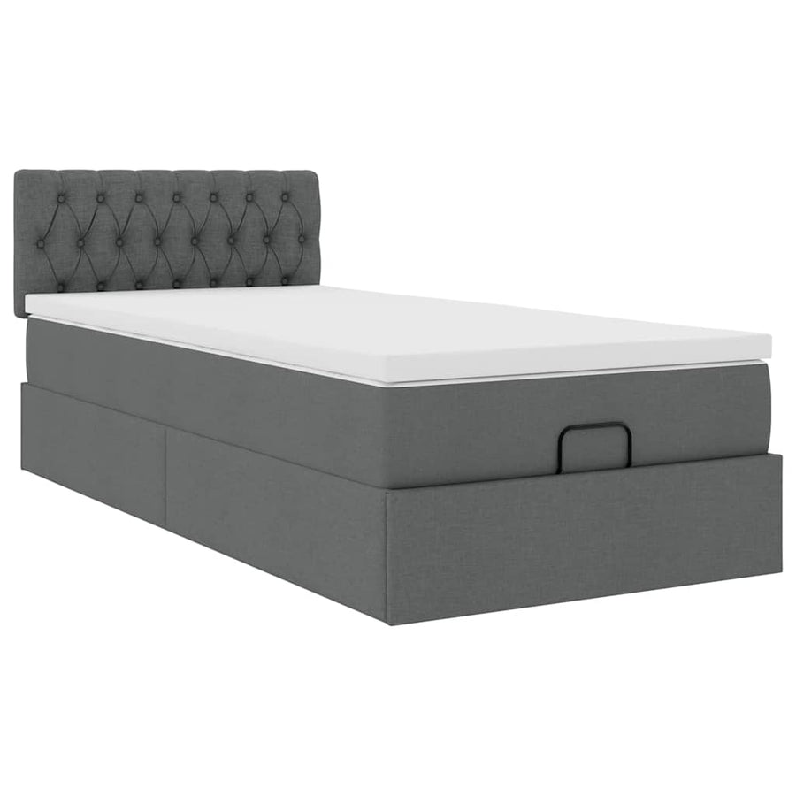 Ottoman bed met matras 100x200cm stof donkergrijs