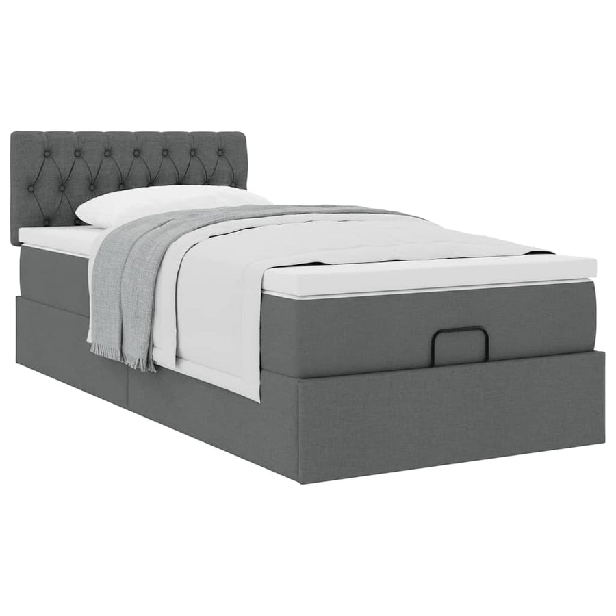 Ottoman bed met matras 100x200cm stof donkergrijs