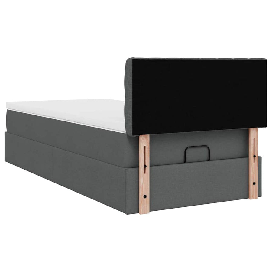 Ottoman bed met matras 100x200cm stof donkergrijs
