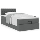 Ottoman bed with mattress 100x200cm fabric dark grey