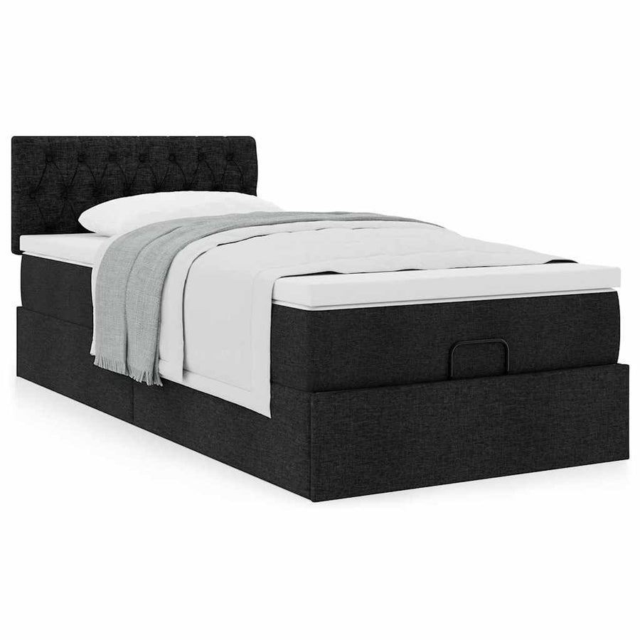 Ottoman bed met matras 100x200cm stof zwart