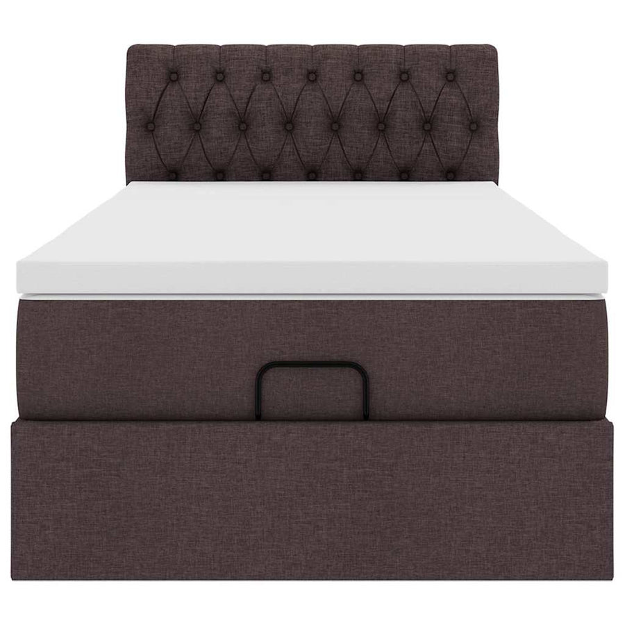 Ottoman bed met matras 100x200cm stof donkerbruin