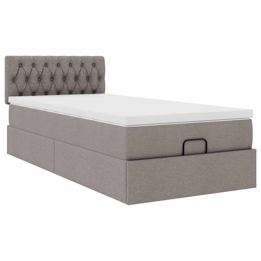 Ottoman bed met matras 100x200cm stof taupe