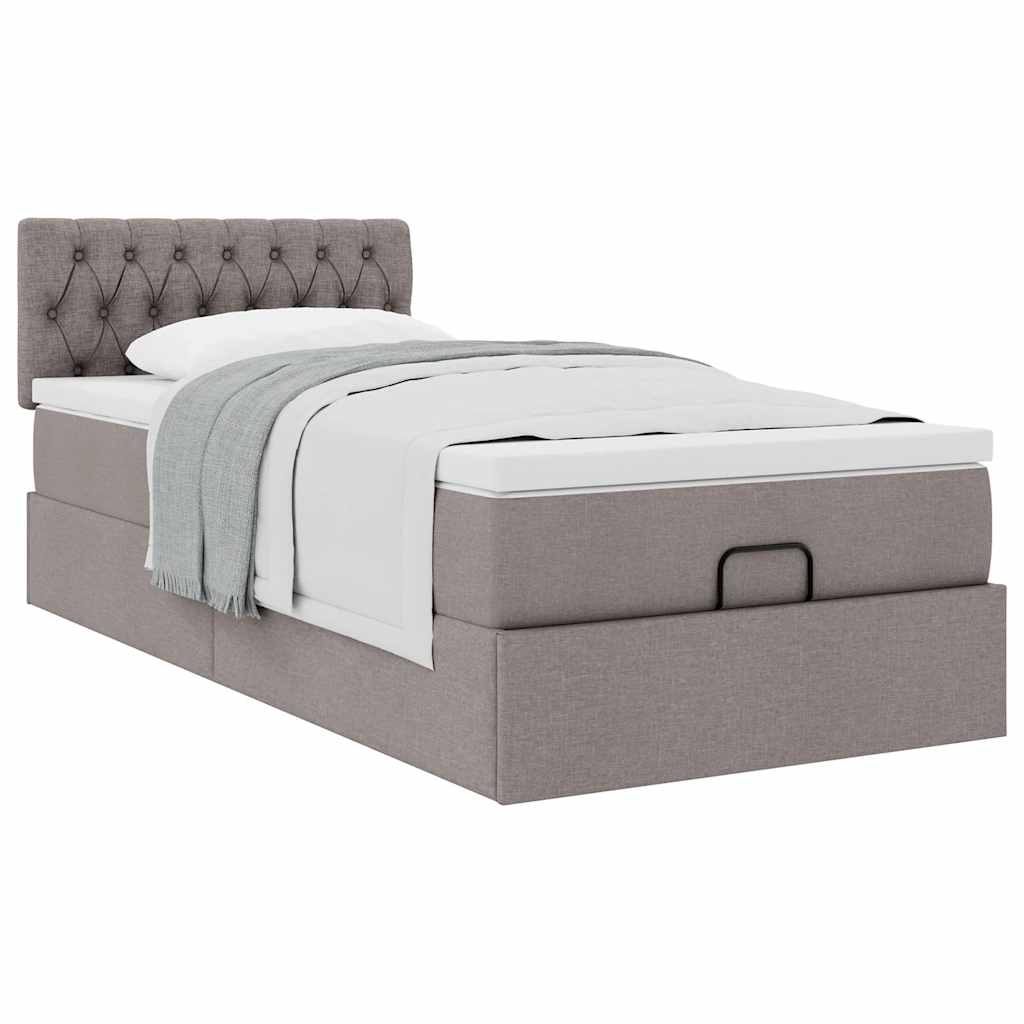 Ottoman bed met matras 100x200cm stof taupe