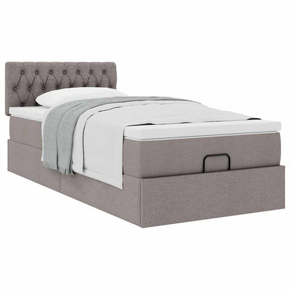 Ottoman bed met matras 100x200cm stof taupe