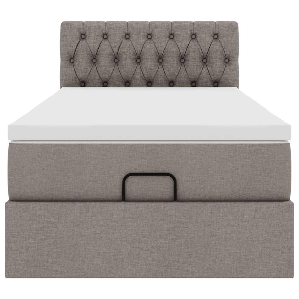 Ottoman bed met matras 100x200cm stof taupe