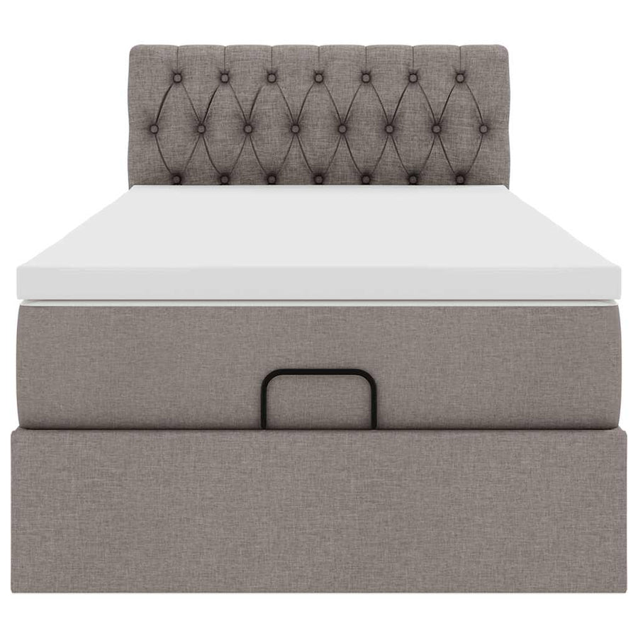 Ottoman bed met matras 100x200cm stof taupe