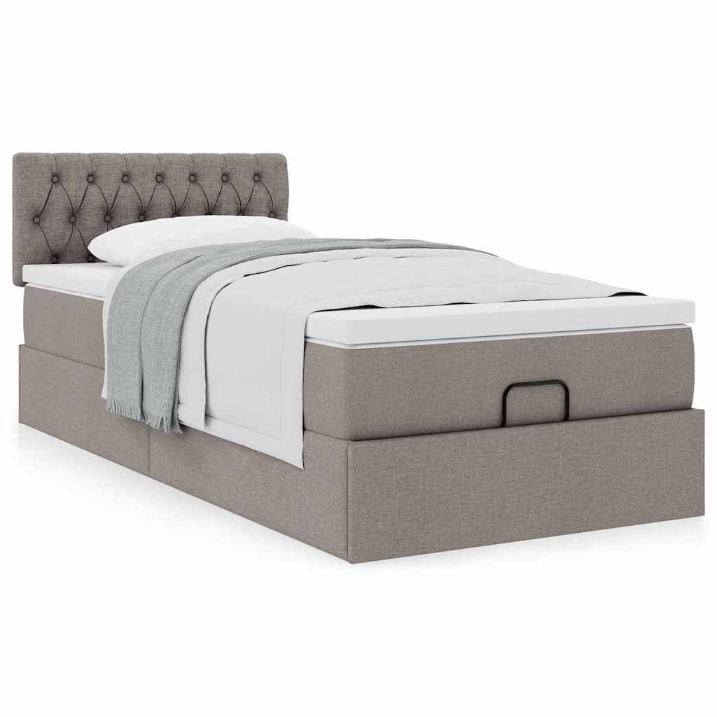 Ottoman bed met matras 100x200cm stof taupe