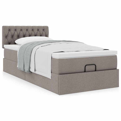Ottoman bed met matras 100x200cm stof taupe