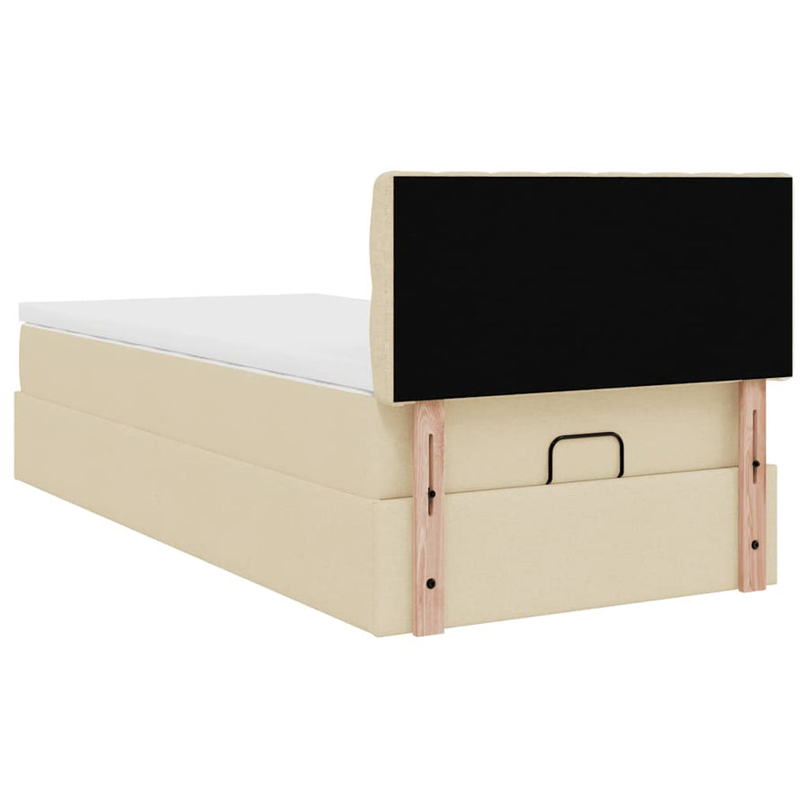 Ottoman bed met matras 100x200cm stof crèmekleurig