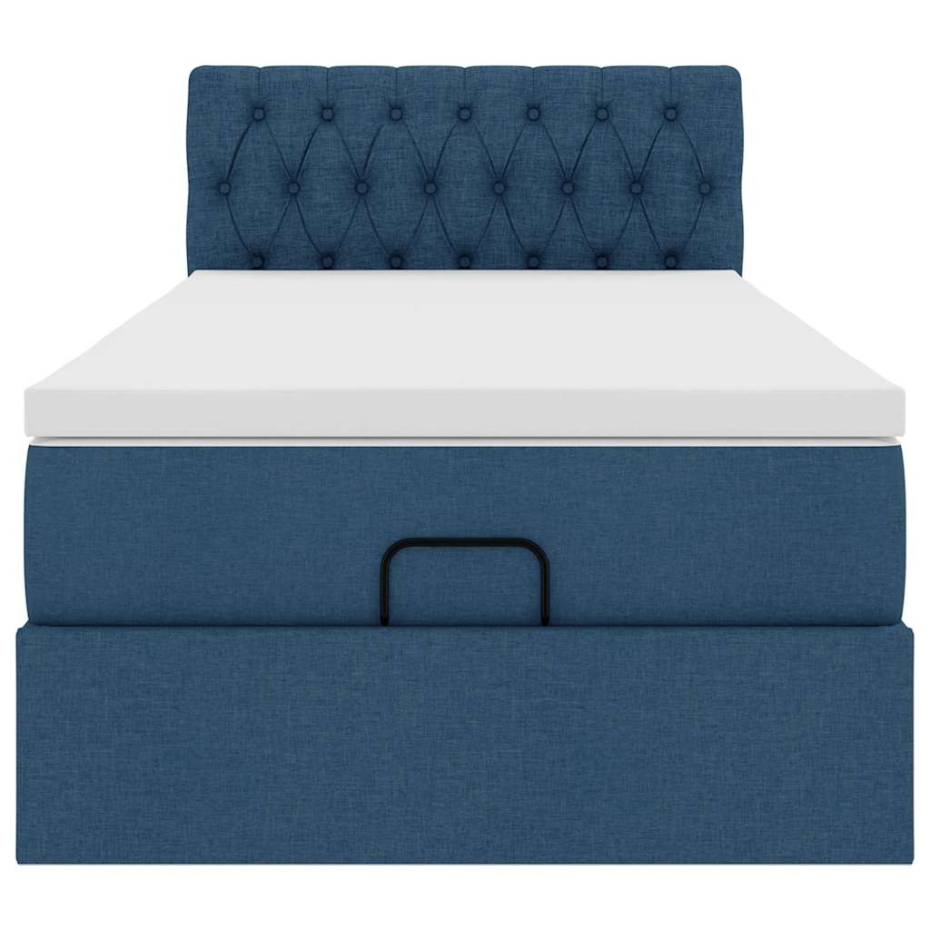 Ottoman bed met matras 100x200cm stof blauw