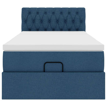 Ottoman bed met matras 100x200cm stof blauw