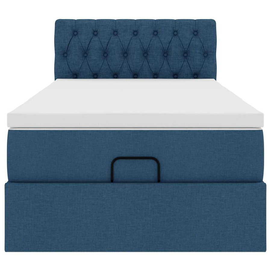 Ottoman bed met matras 100x200cm stof blauw