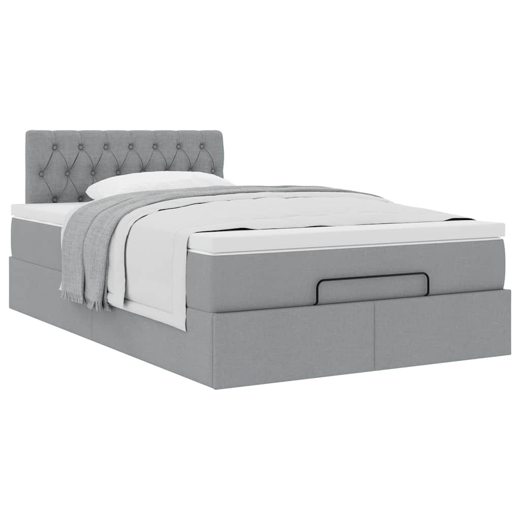 Ottoman bed met matras 120x190 cm stof lichtgrijs