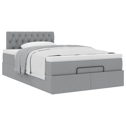 Ottoman bed met matras 120x190 cm stof lichtgrijs