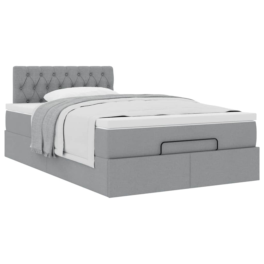 Ottoman bed met matras 120x190 cm stof lichtgrijs