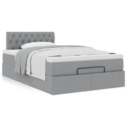 Bed with mattress 120x190 cm fabric light grey