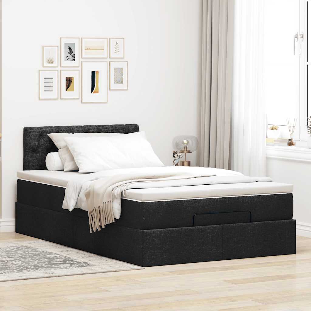 Ottoman bed met matras 120x190 cm stof zwart