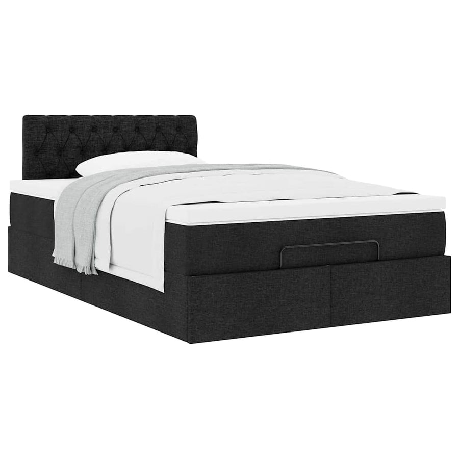 Ottoman bed met matras 120x190 cm stof zwart