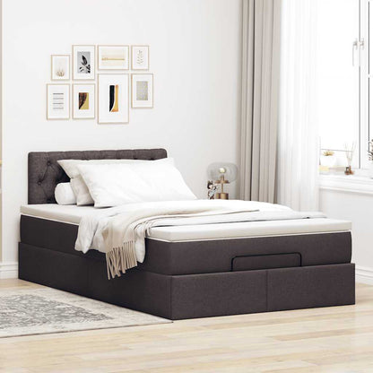 Ottoman bed met matras 120x190 cm stof donkerbruin