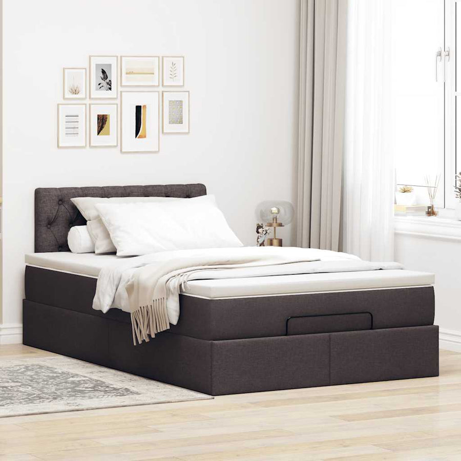Ottoman bed met matras 120x190 cm stof donkerbruin