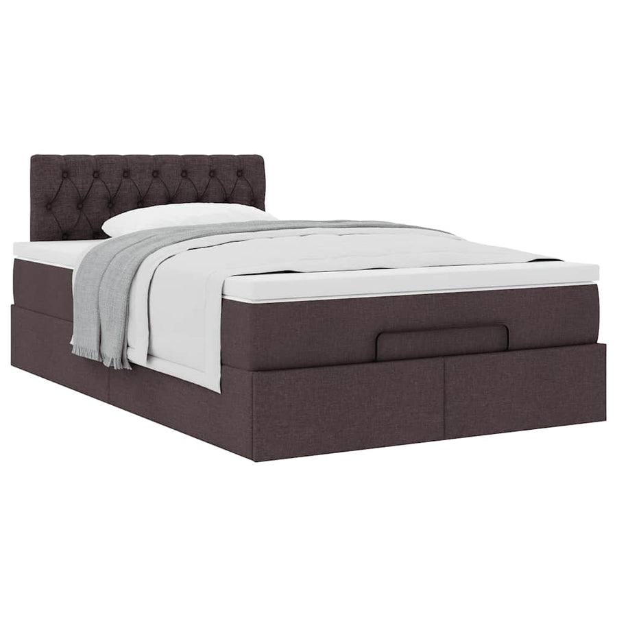 Ottoman bed met matras 120x190 cm stof donkerbruin