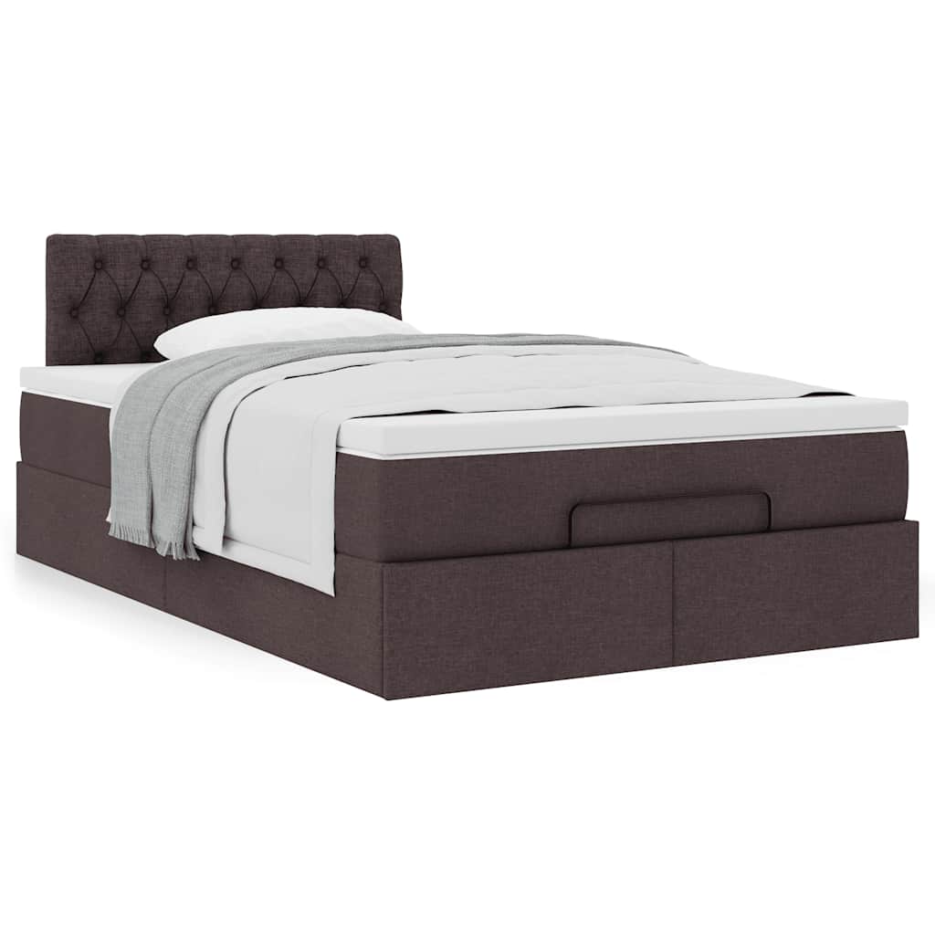 Ottoman bed met matras 120x190 cm stof donkerbruin