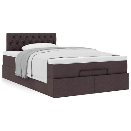 Ottoman bed met matras 120x190 cm stof donkerbruin