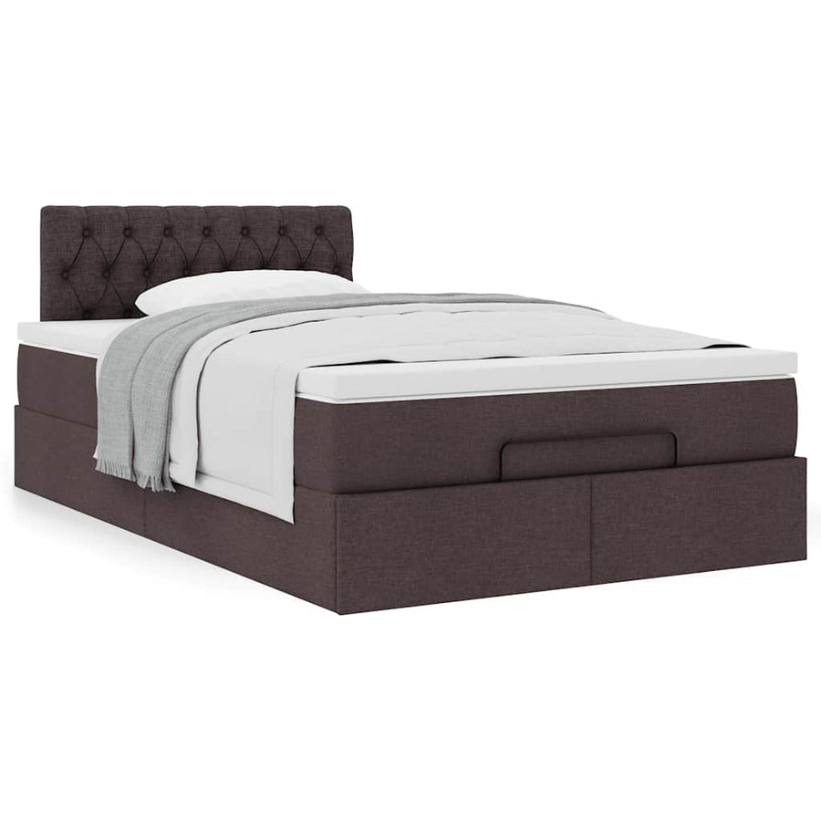 Ottoman bed met matras 120x190 cm stof donkerbruin