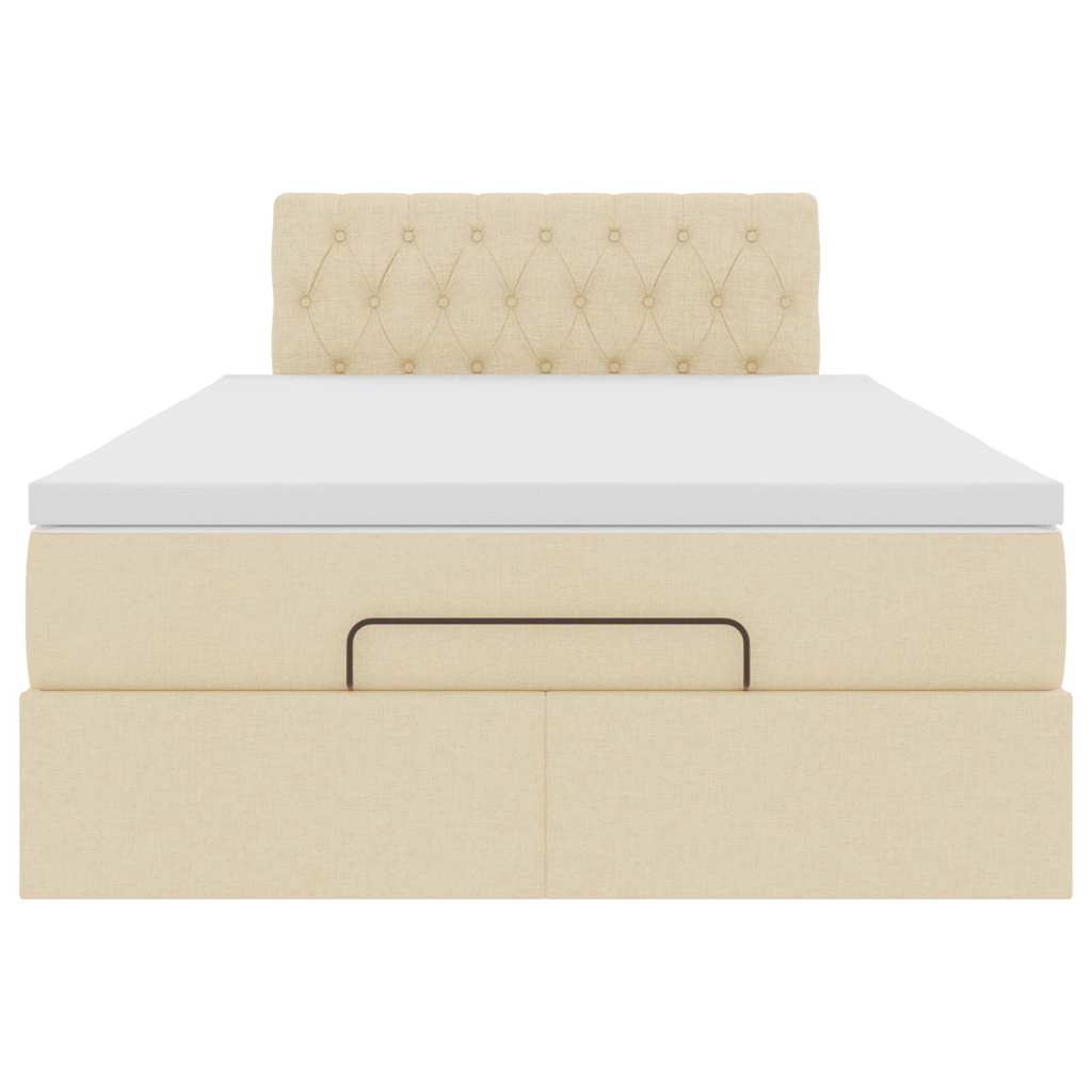 Ottoman bed met matras 120x190cm stof crèmekleurig
