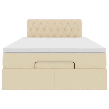 Ottoman bed met matras 120x190cm stof crèmekleurig